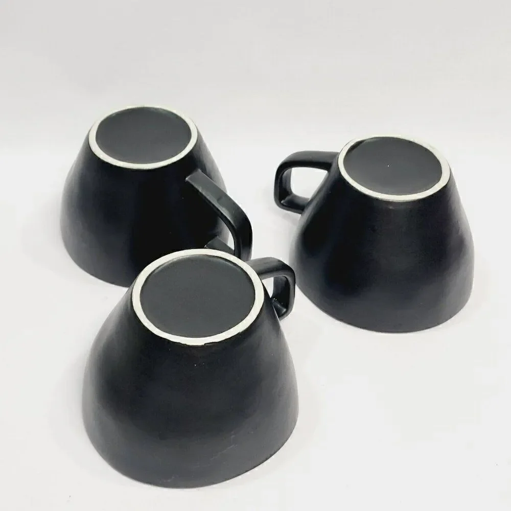 3 - ELITE BY GIBSON Unique Shape Large Black Blue Coffee Cups Mugs‎